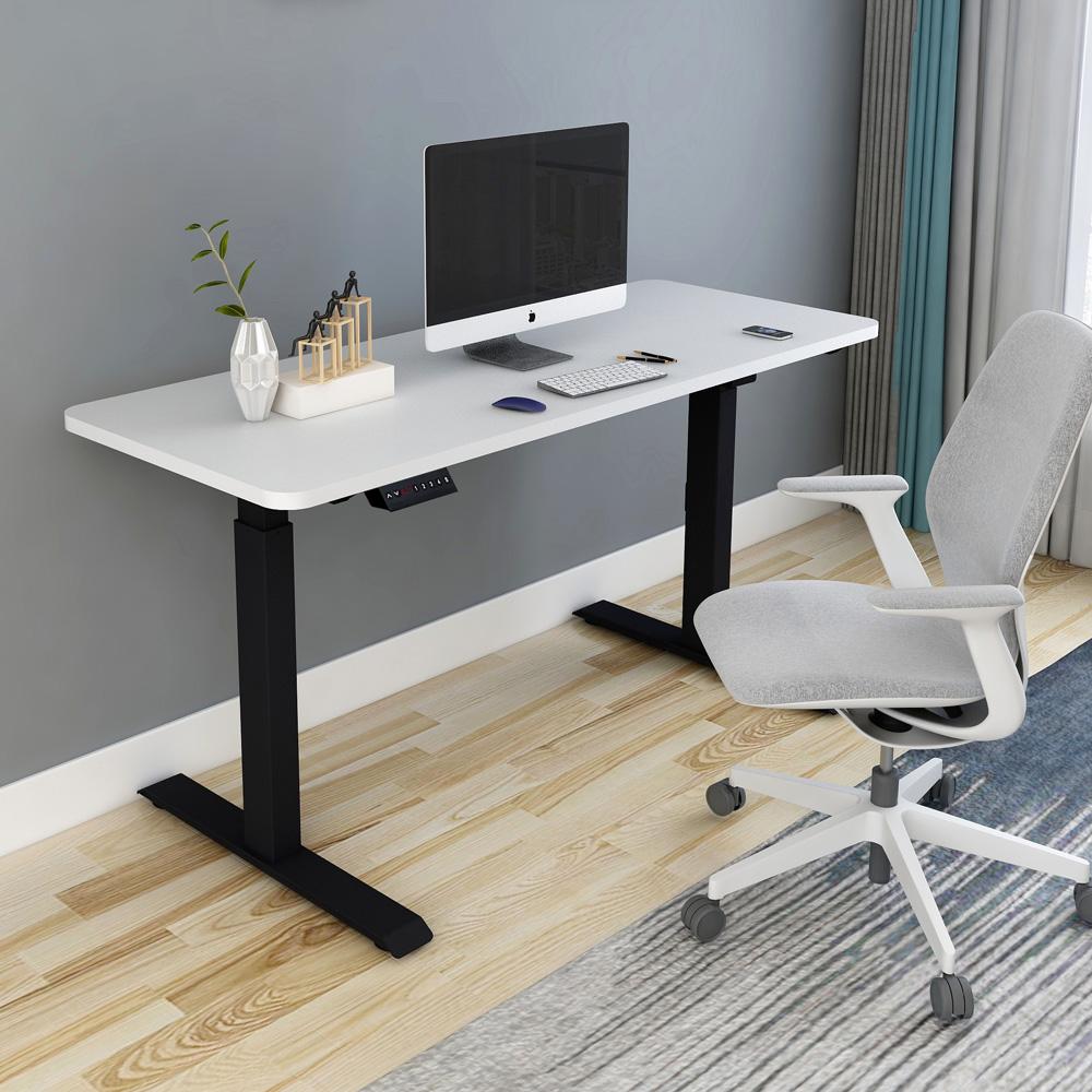 Height Adjustable 120cm Standing Desk - Grey & Birch