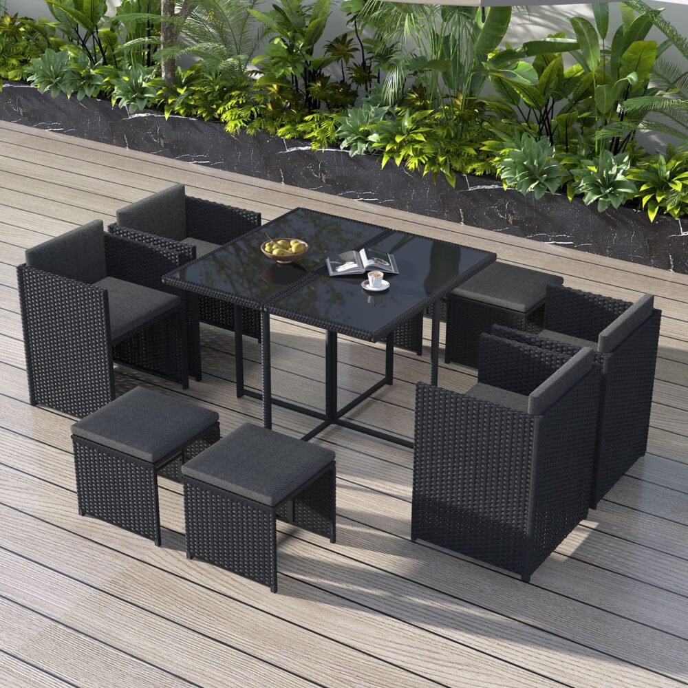 Horrocks 8-Seater Black Outdoor Dining Set