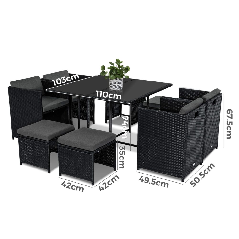 Horrocks 8-Seater Black Outdoor Dining Set