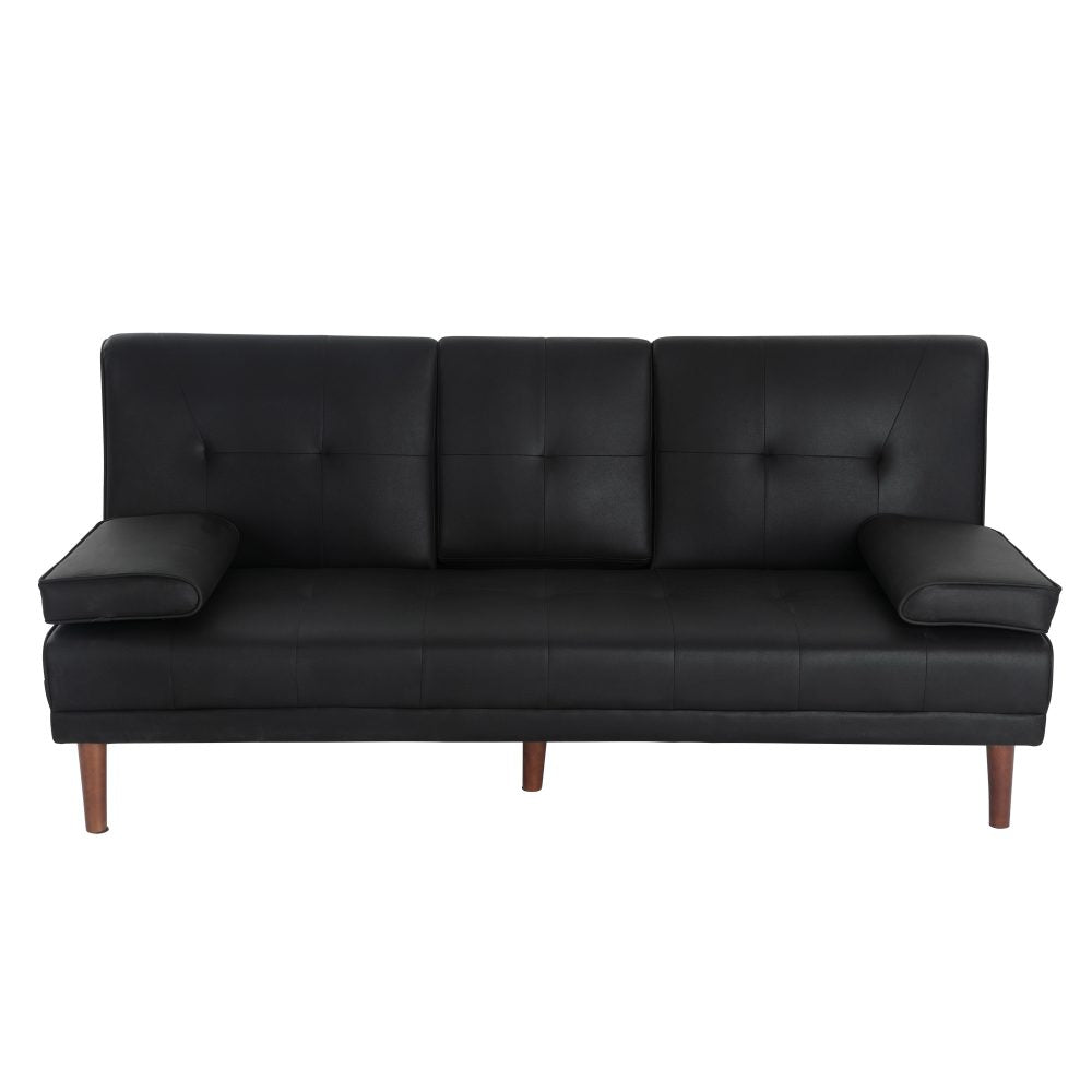 Versatile Black 3 Seater Sofa Bed with Cup Holder