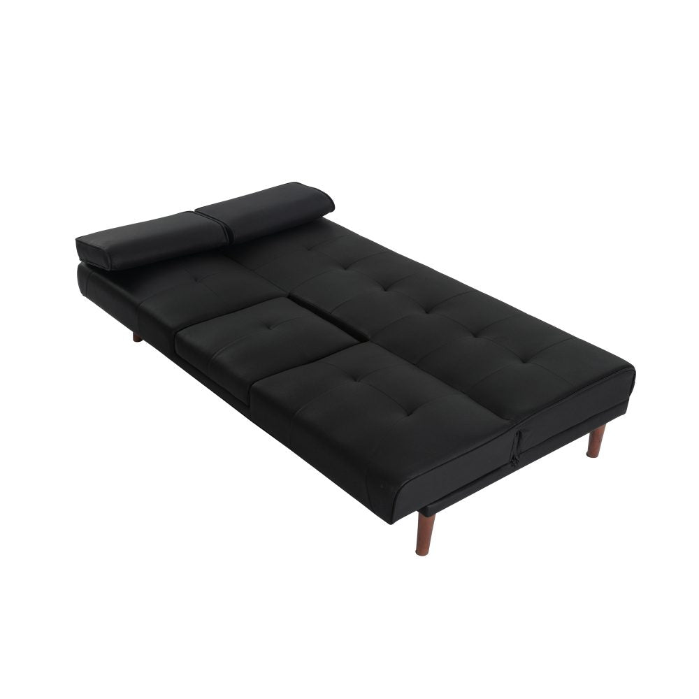 Versatile Black 3 Seater Sofa Bed with Cup Holder