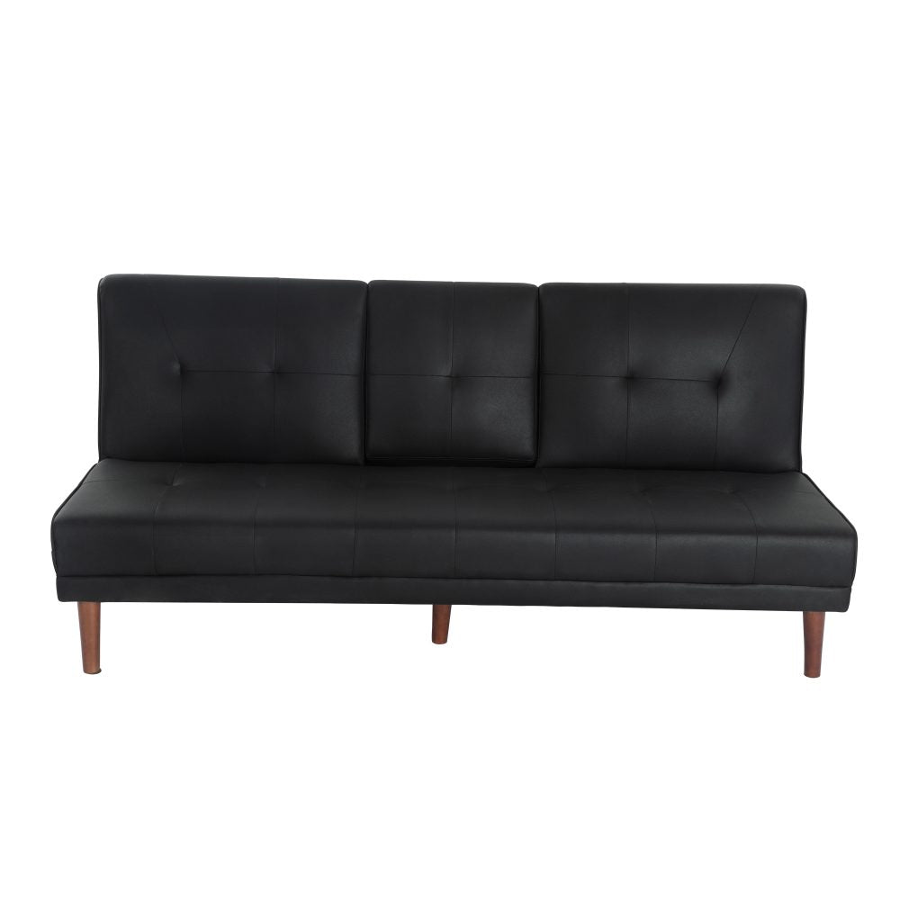 Versatile Black 3 Seater Sofa Bed with Cup Holder