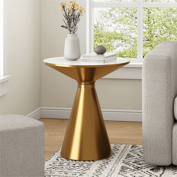Golden Halo Modern Round Side Table