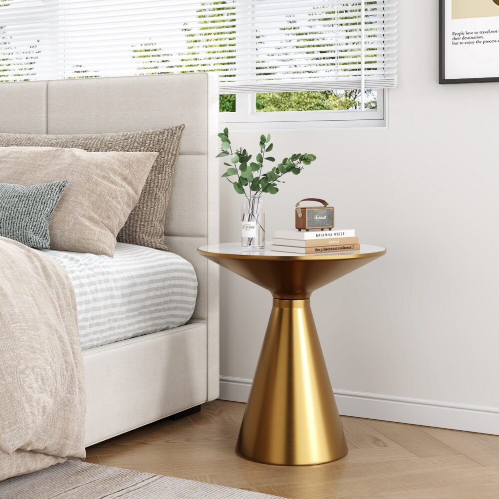 Golden Halo Modern Round Side Table