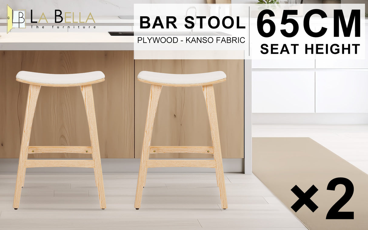 KANSO Wooden Bar Stool Set with Padded Seat