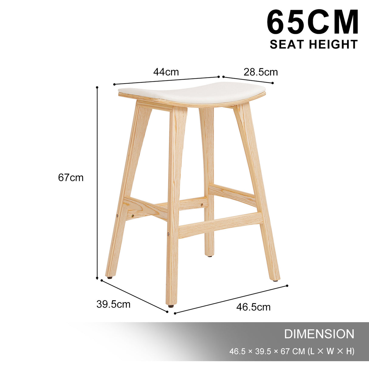 KANSO Wooden Bar Stool Set with Padded Seat