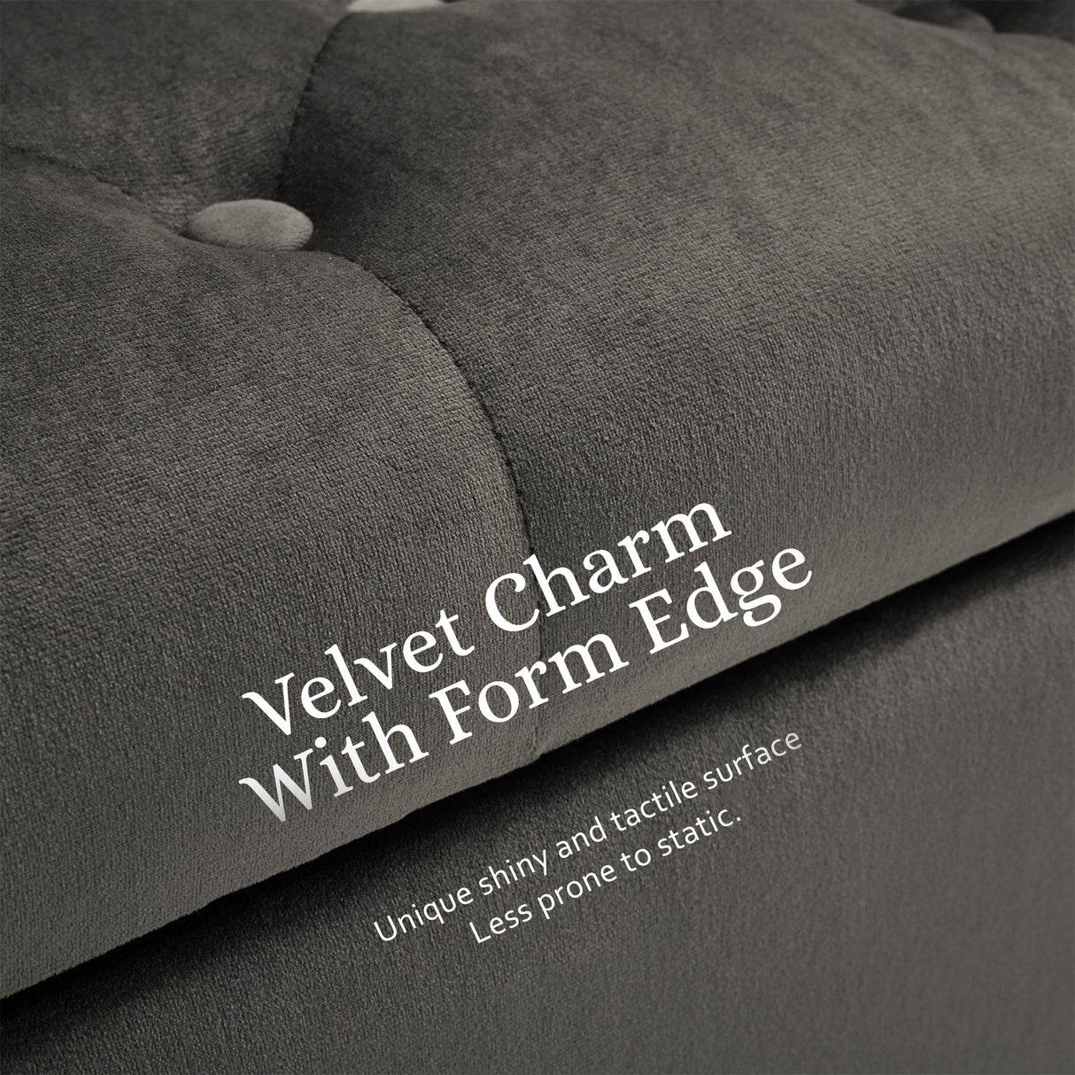 La Bella Grey Velvet Storage Ottoman