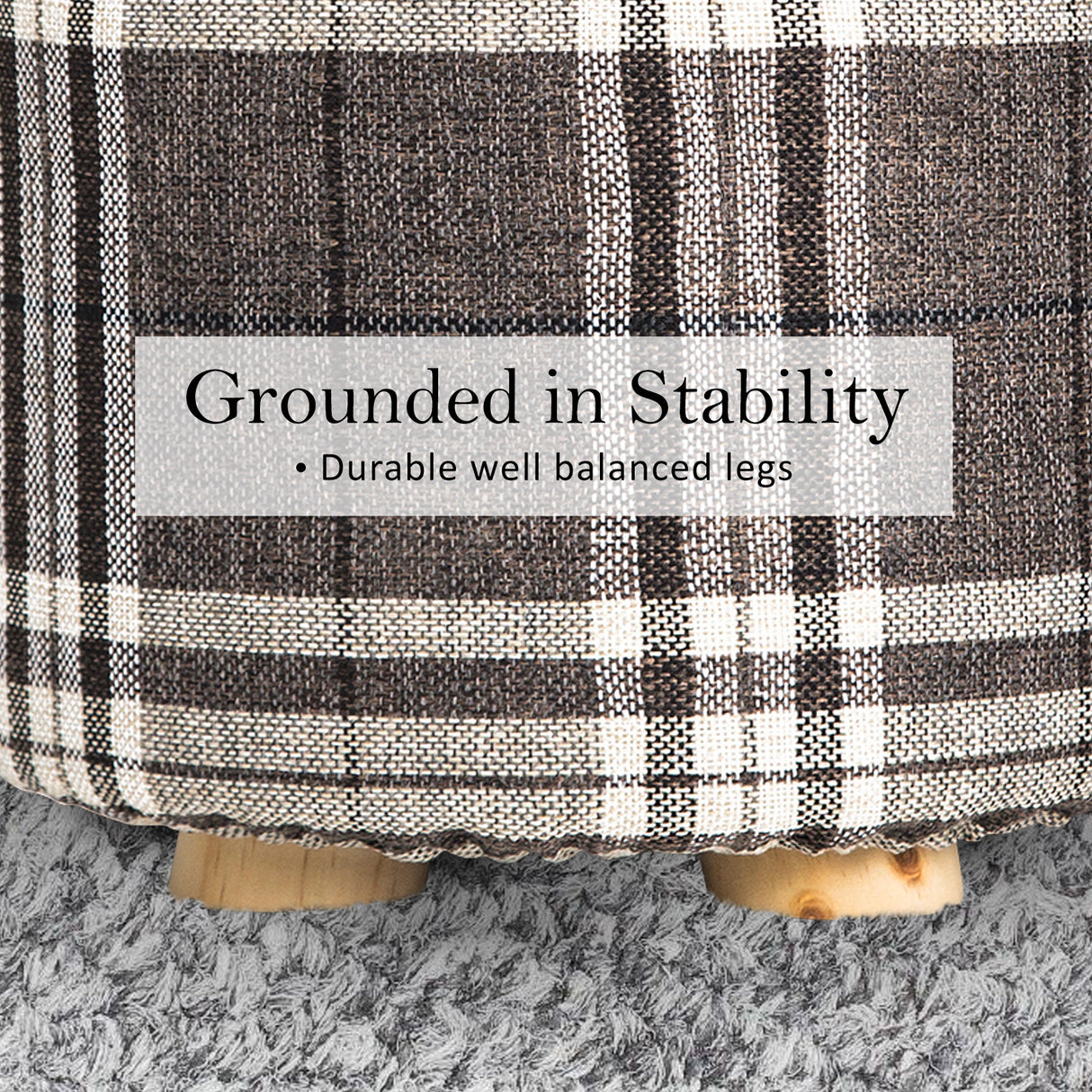 La Bella Round Faux Linen Ottoman Stool