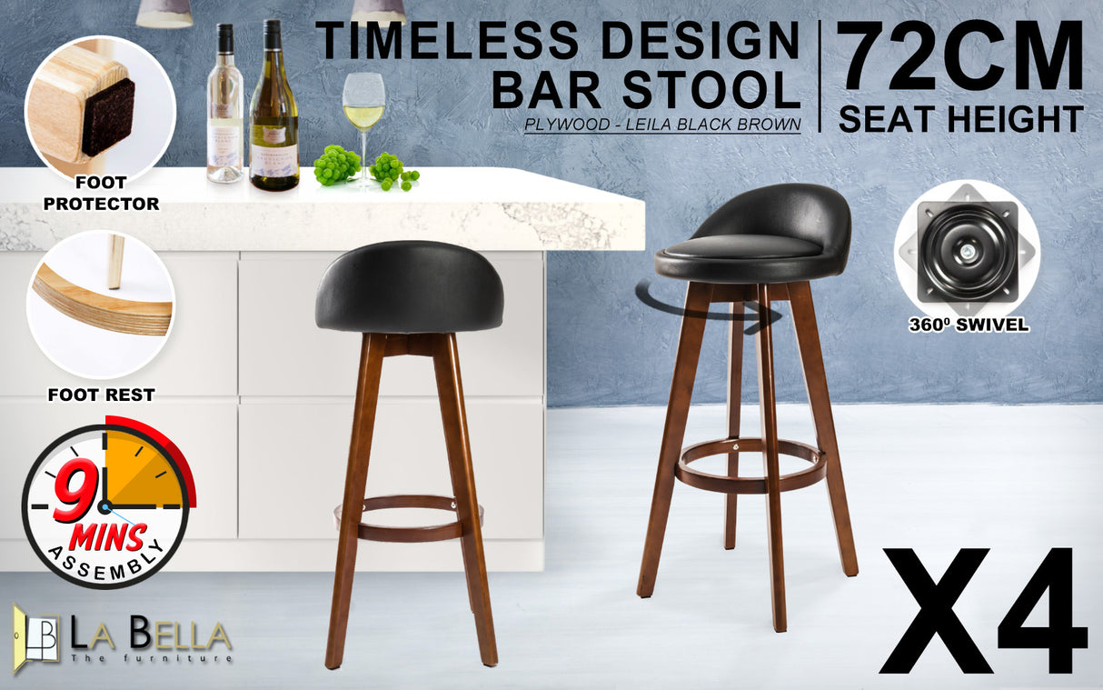 Leila Contemporary Wooden Bar Stool