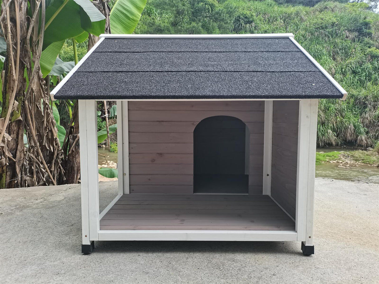 Timber Dog Kennel House with Elevated Platform