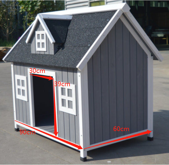 Grey Large Timber Dog Kennel House
