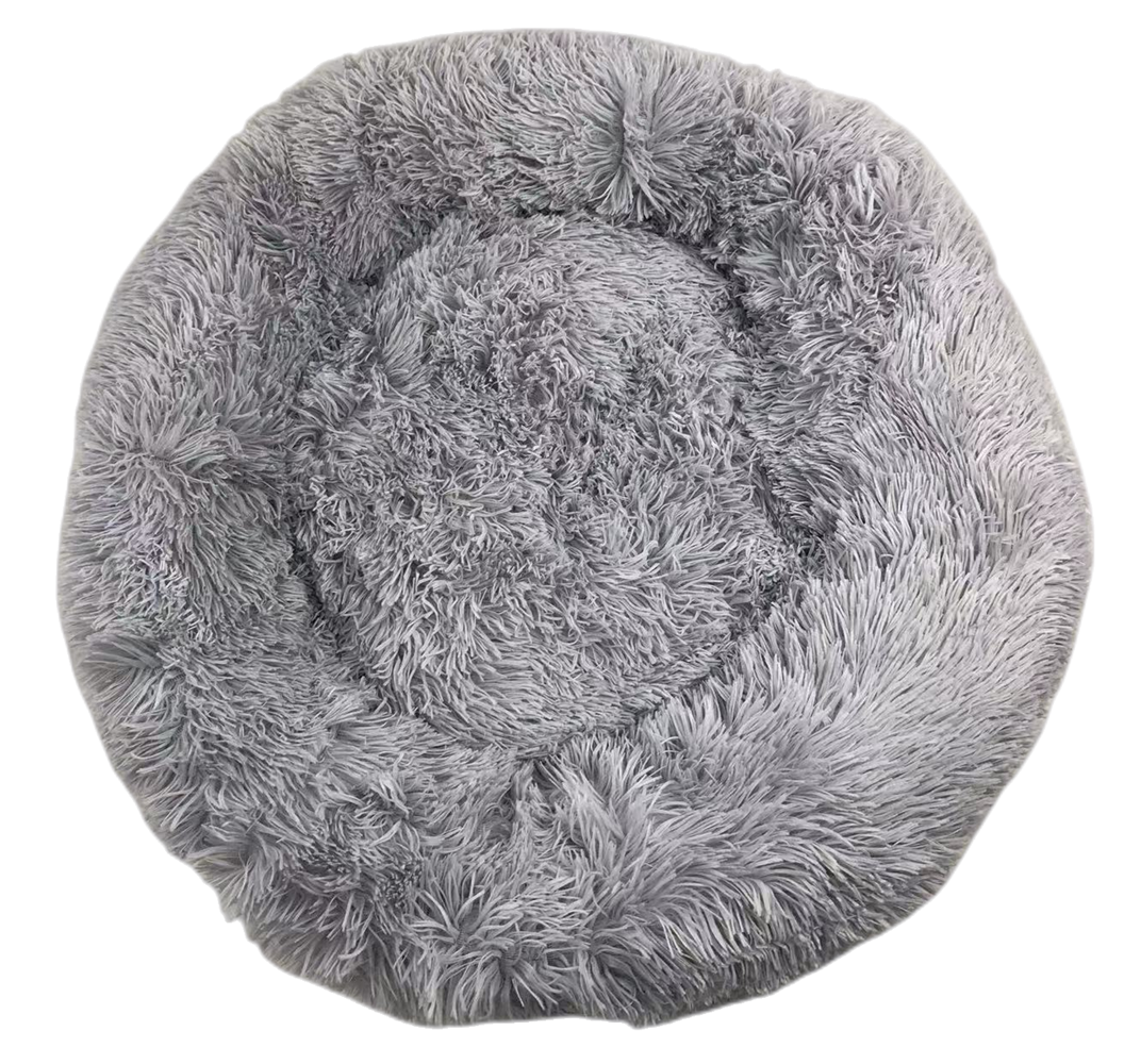 Calming Plush Medium Round Bed for Pets