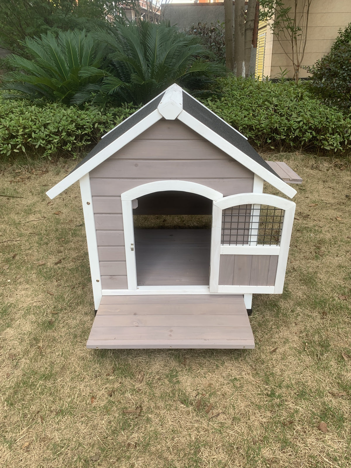 Luxury Timber Dog Kennel Cabin - Grey