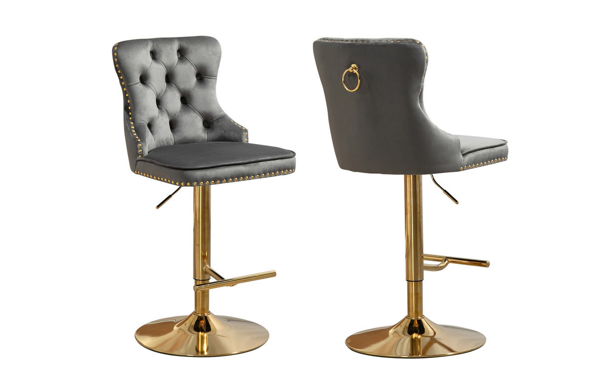 Sahara Dark Grey Barstools with Gold Stand