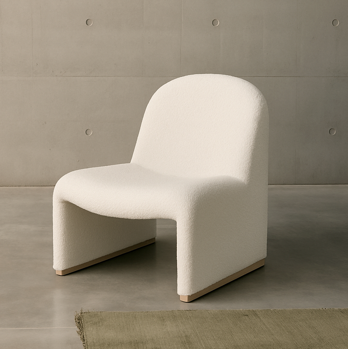 Haven Curved Boucle Armchair by Interior Ave - Sculptural White Elegance