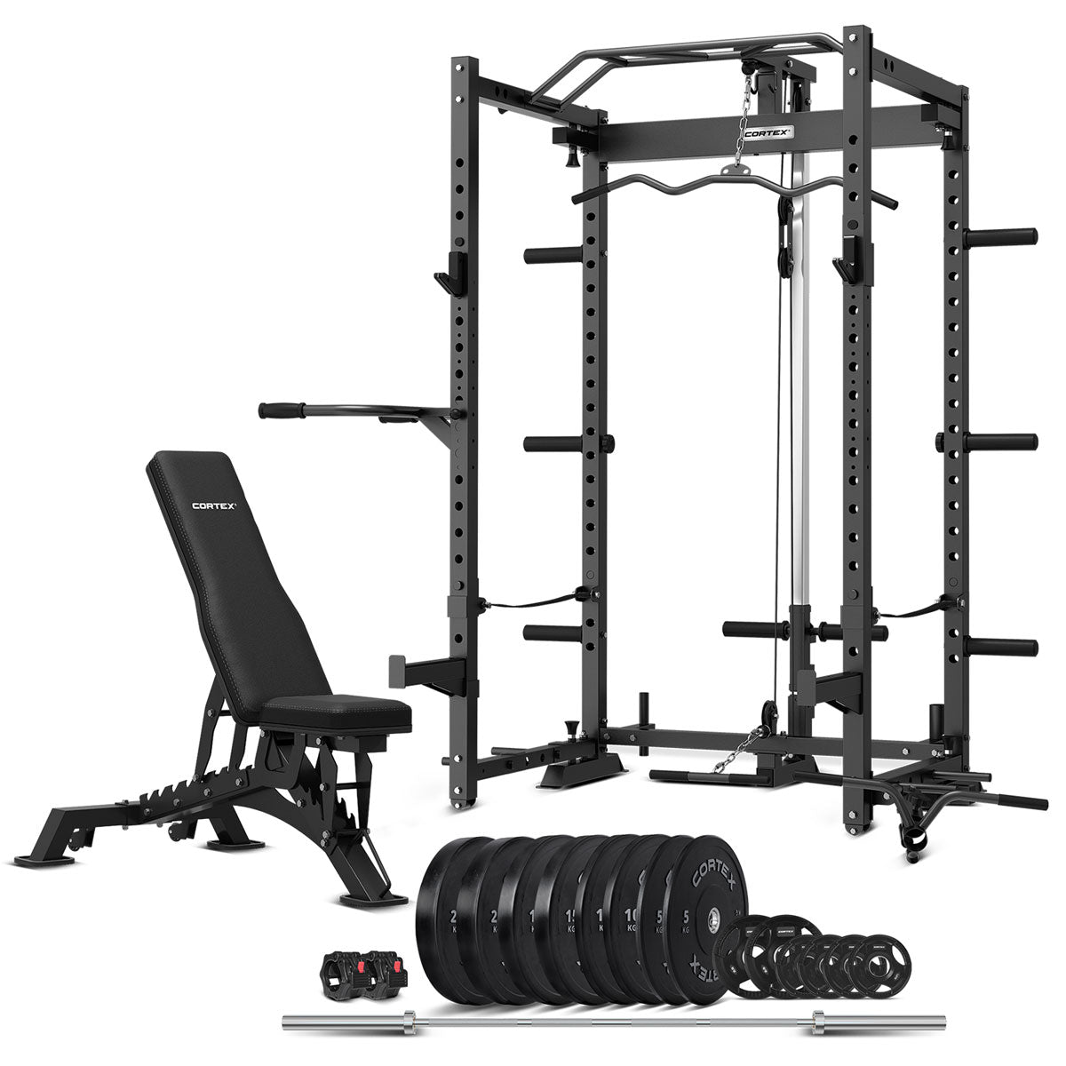 CORTEX PR4 Folding Power Rack & 130kg Weight Set