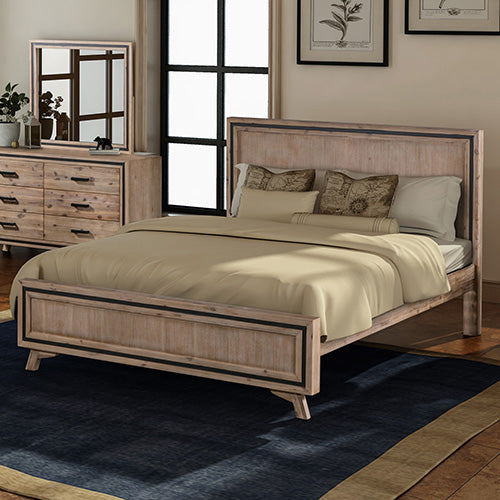 Elegant Acacia Wood Queen Bed Frame