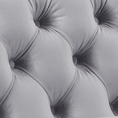 Jacques Velvet Button Tufted Single Seater Grey Sofa Armchair with Metal Legs