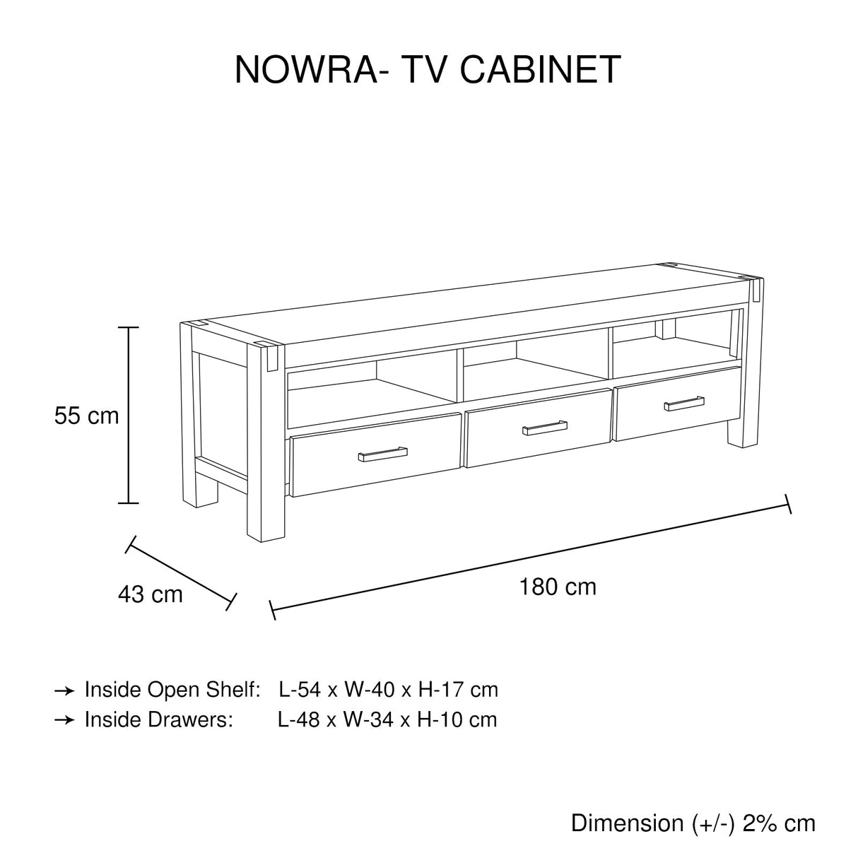 Nowra Solid Acacia TV Cabinet with Storage