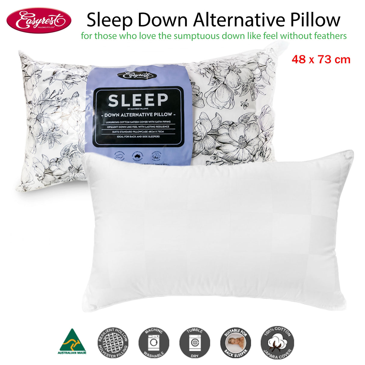 Easyrest Down Alternative Pillow for Back Sleepers