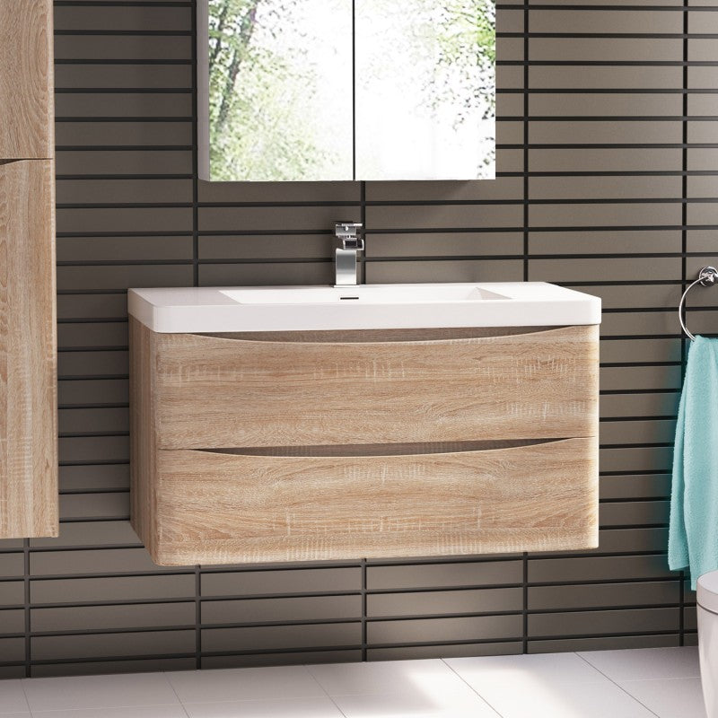 Ancona Wall Hung Vanity 1200mm White Oak