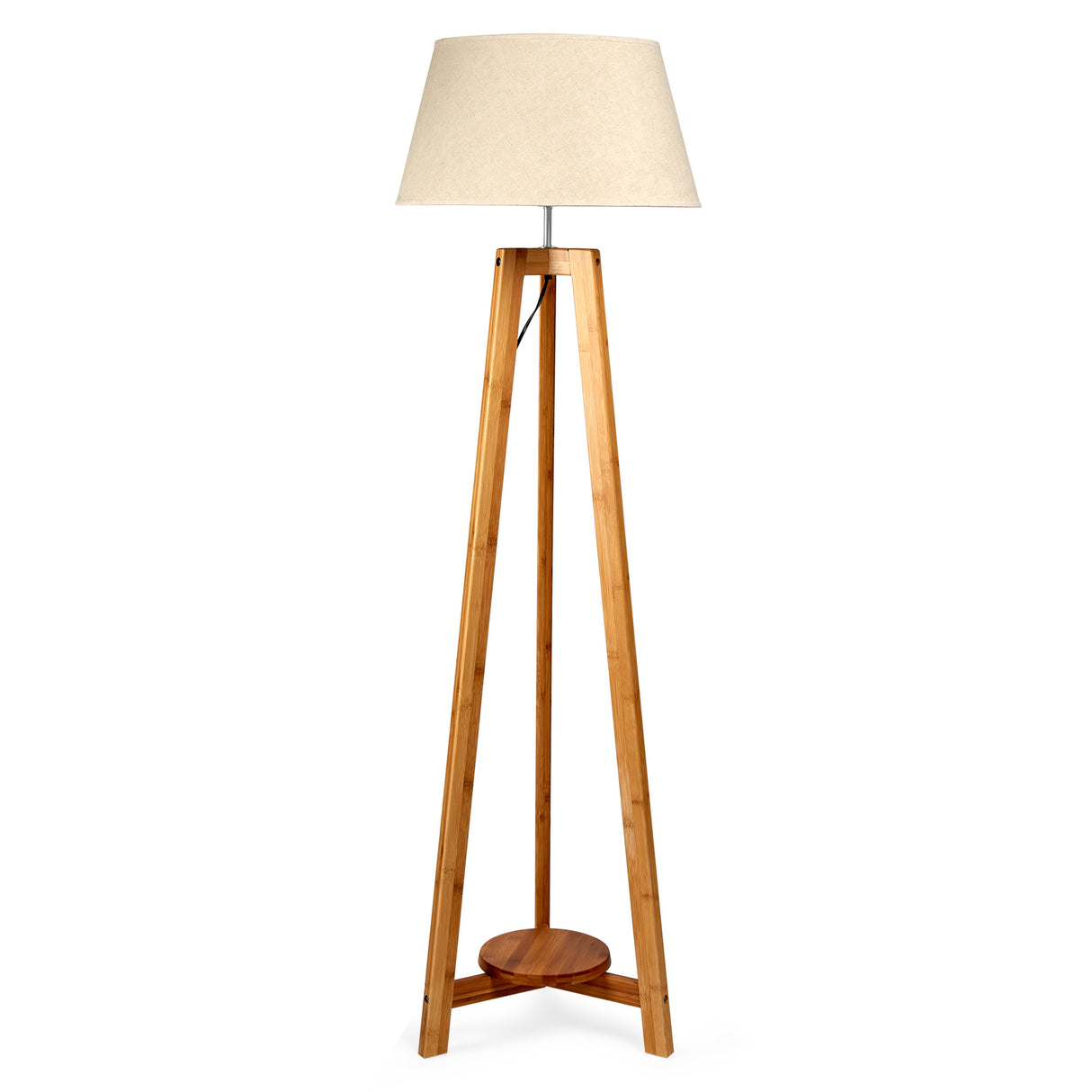 Large Bamboo Tripod Floor Lamp with Shade