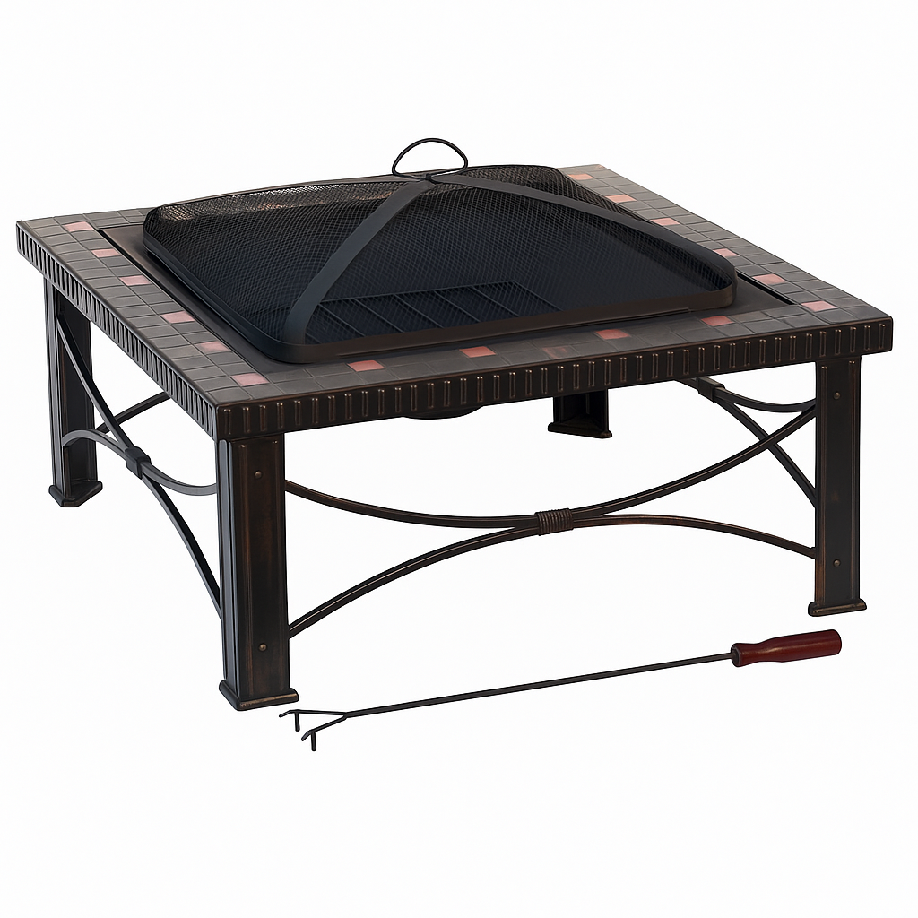 30-Inch Square Slate Tile Fire Pit