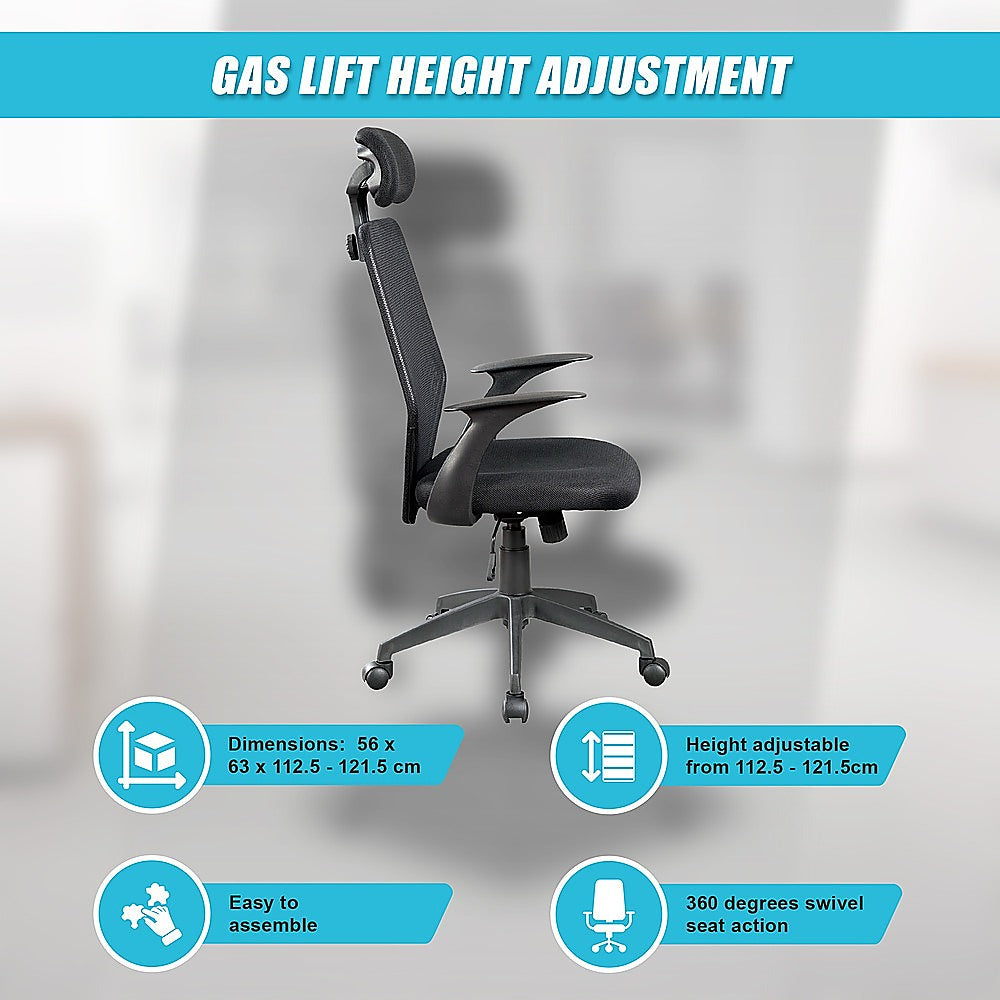 Ergonomic Black Mesh Office Chair with Headrest