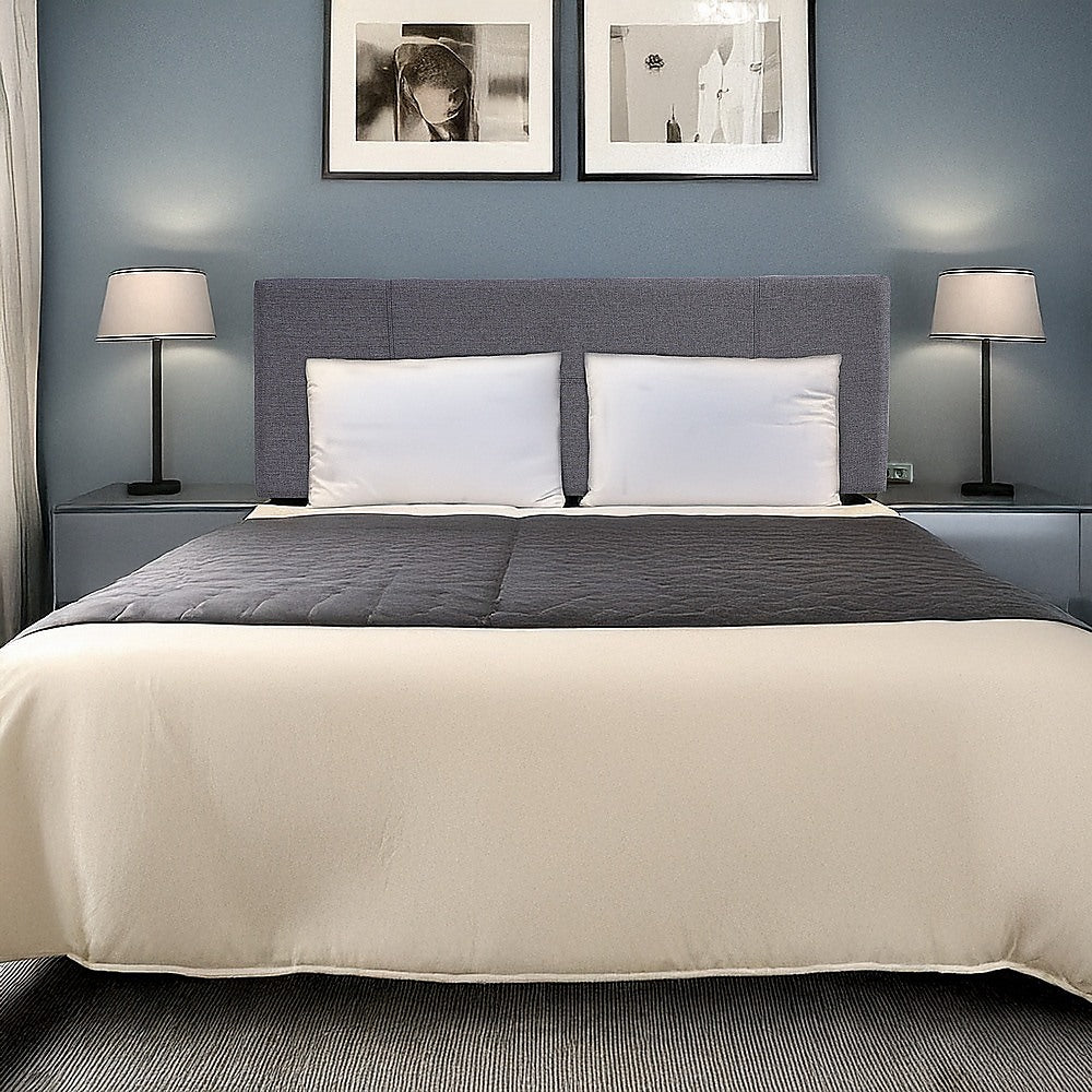 Linen Fabric Queen Bed Headboard Bedhead - Grey