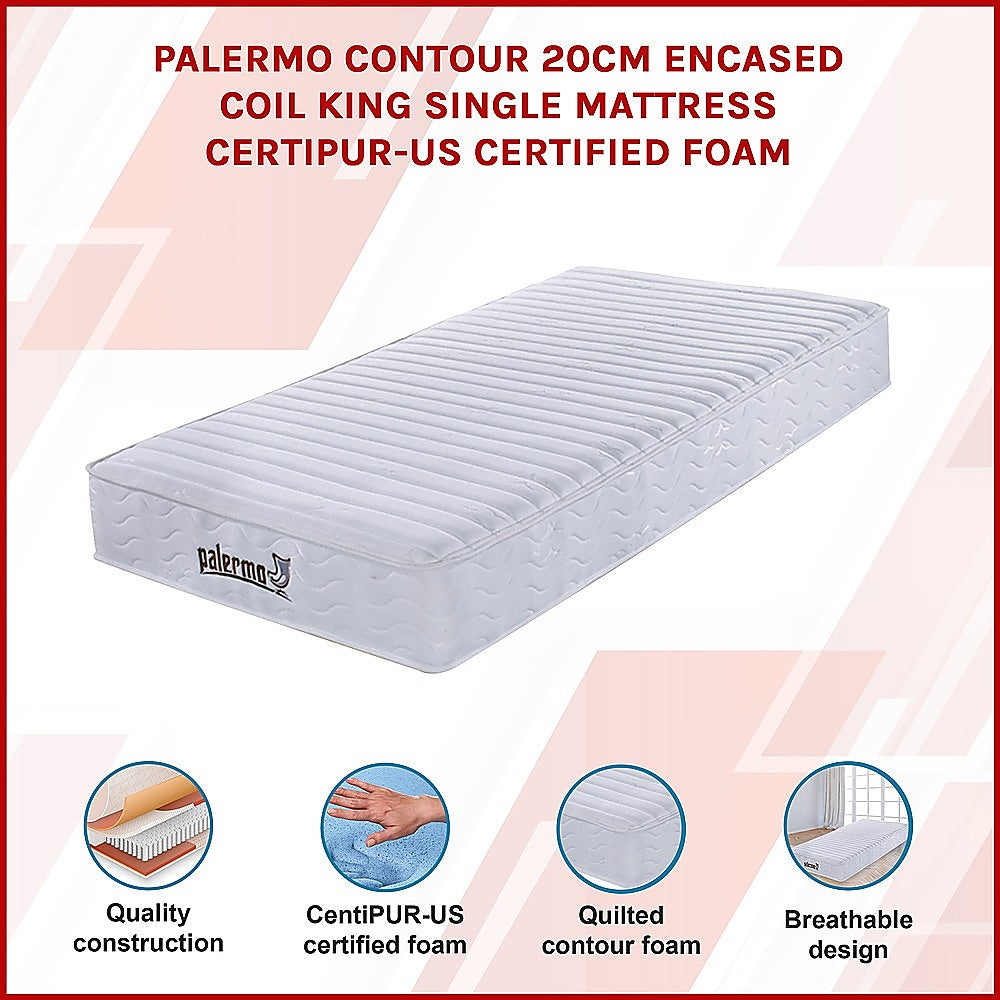 Palermo Contour 20cm Encased Coil Mattress