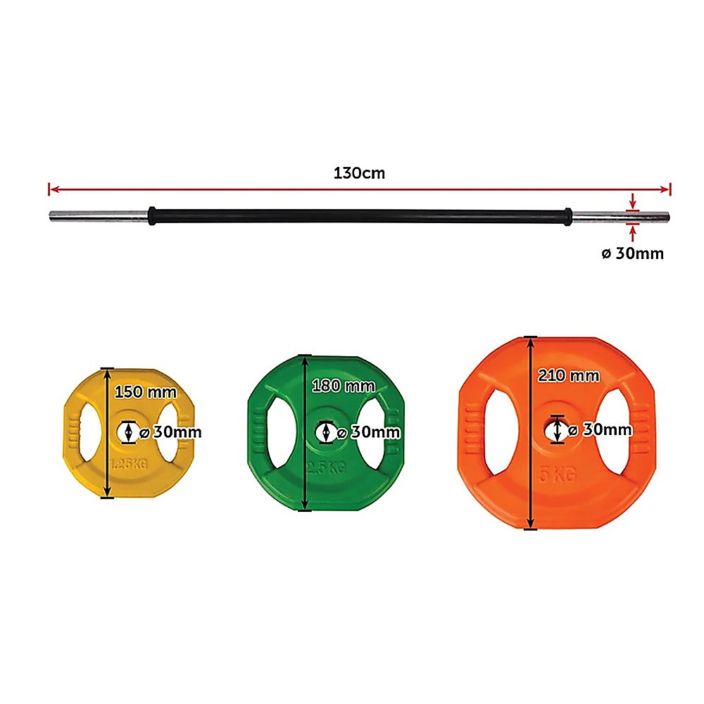 20kg Standard Rubber Coloured Barbell