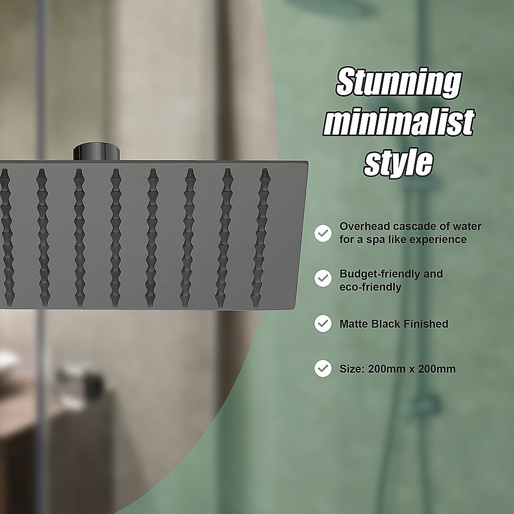 Della Francesca 200mm Matte Black Shower Head