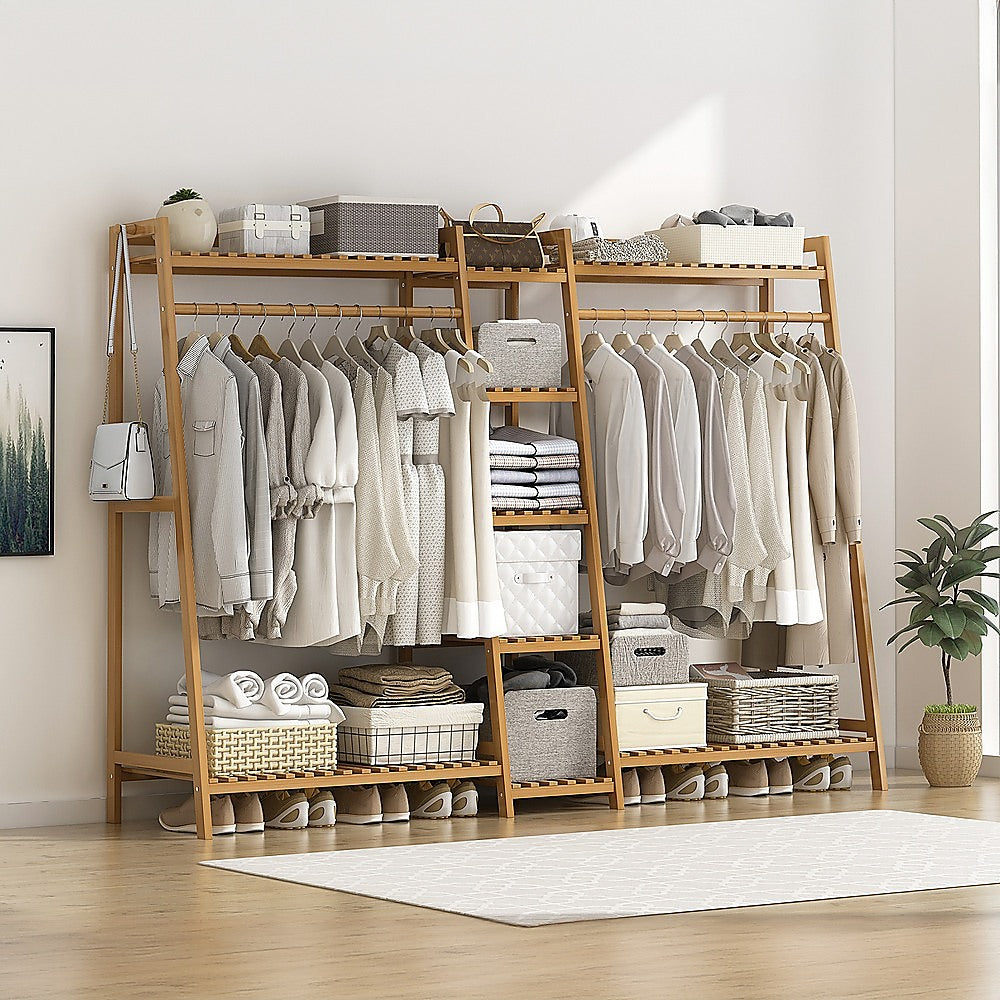 Elegant Bamboo Portable Clothes Rack Stand