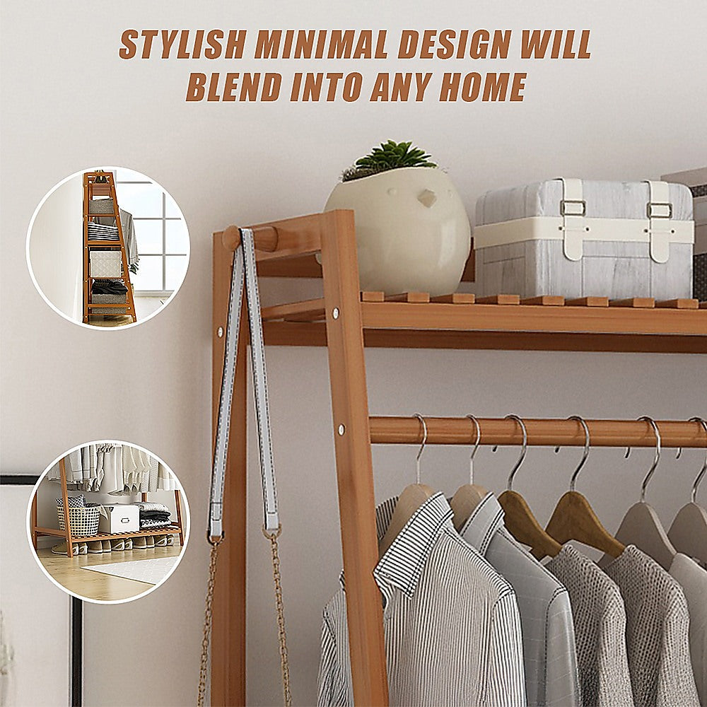 Bamboo Portable Clothes Rack and Garment Stand
