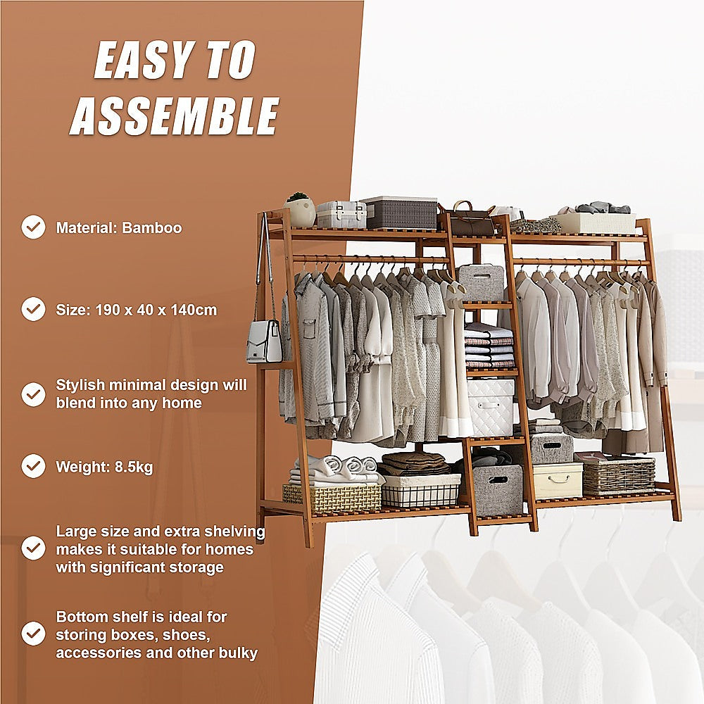 Bamboo Portable Clothes Rack and Garment Stand