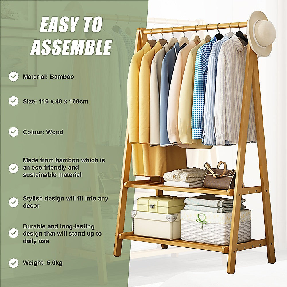 Eco-Friendly Bamboo Portable Clothing Rack