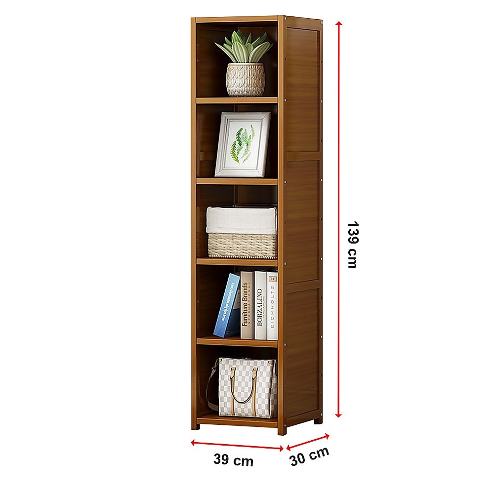 Bamboo Adjustable Shelf Bookcase Display Rack