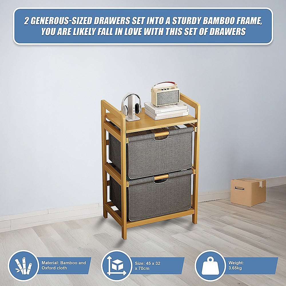 Bamboo Shelf with Removable Storage Hamper