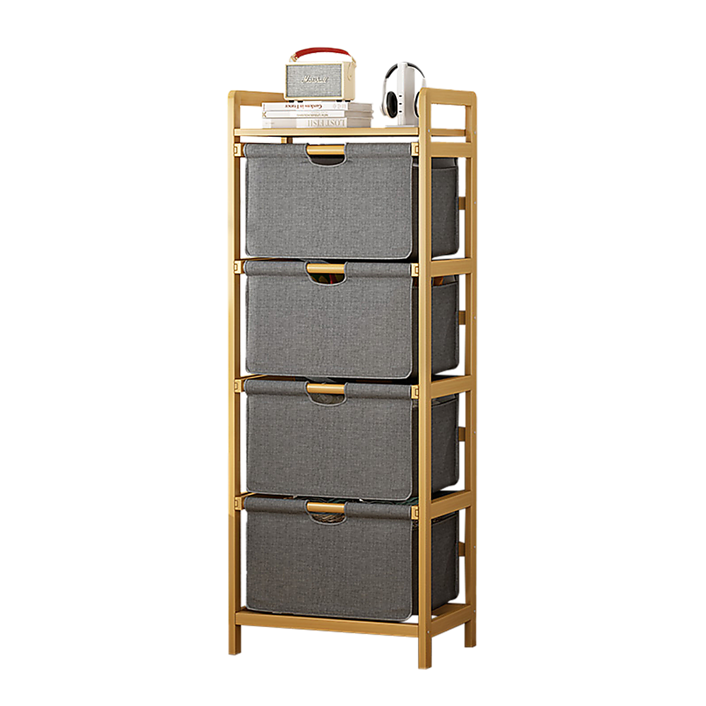 Bamboo Storage Shelf with Removable Hamper