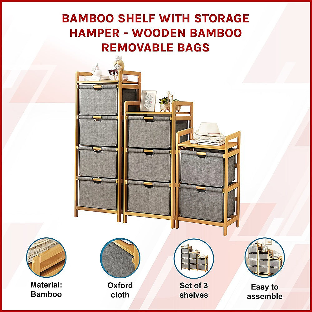 Bamboo Shelf & Hampers Storage Set
