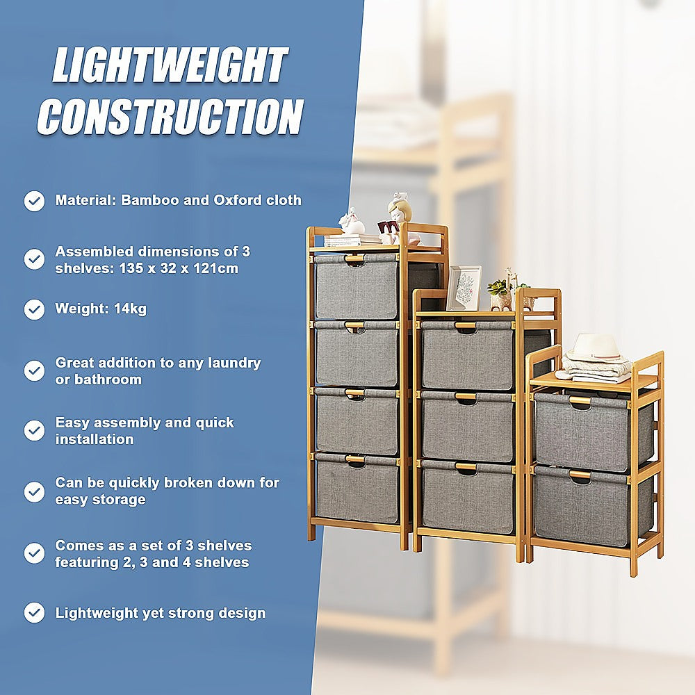 Bamboo Shelf & Hampers Storage Set