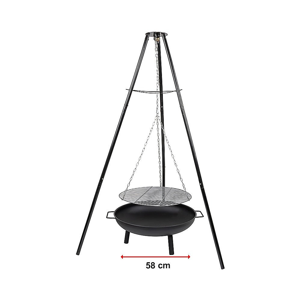 Tripod Cast Iron & Steel Fire Pit BBQ