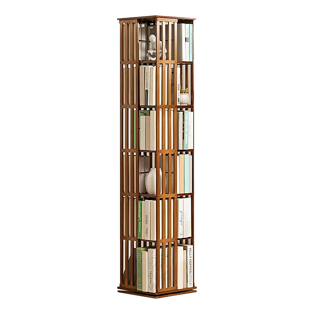 360 Rotating Bamboo Bookshelf in Dark Wood