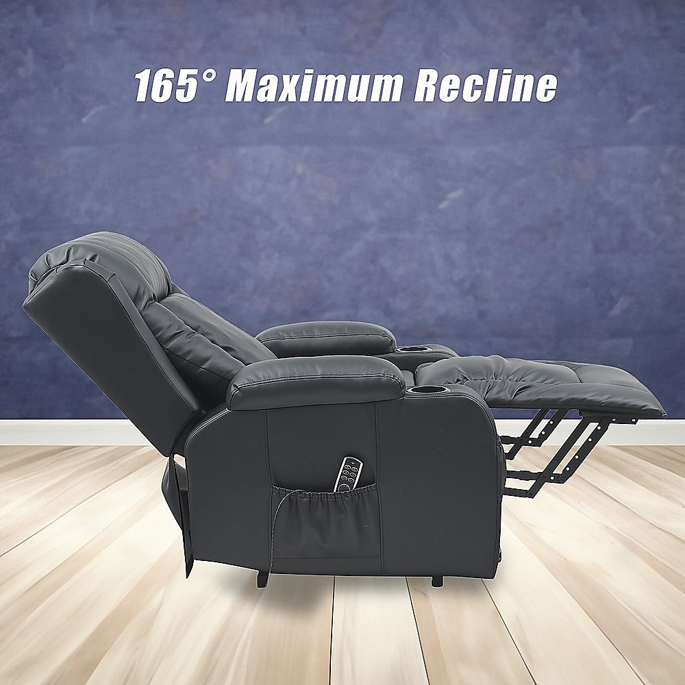 Lift Heated Leather Recliner with Electric Massage and USB Port