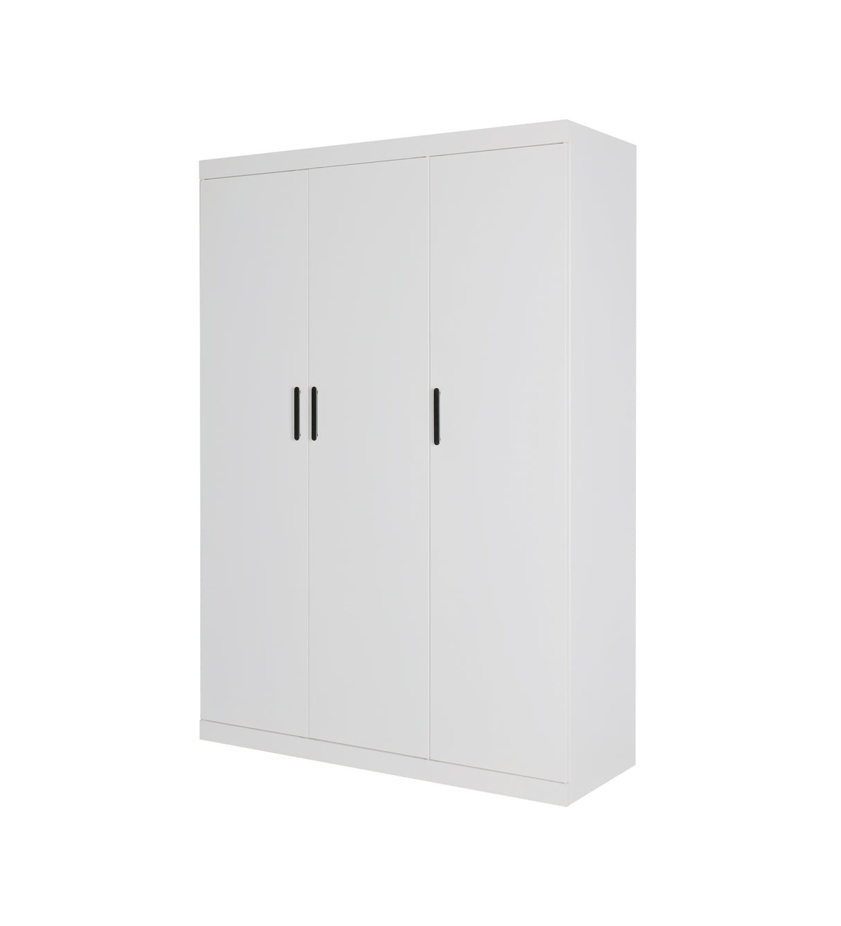 Modern White Gloss 3-Door Wardrobe with Black Handles