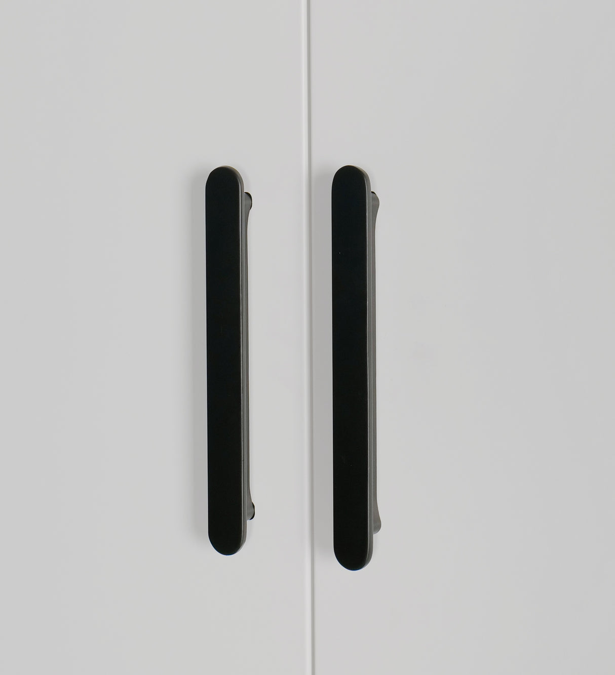 Modern White Gloss 3-Door Wardrobe with Black Handles