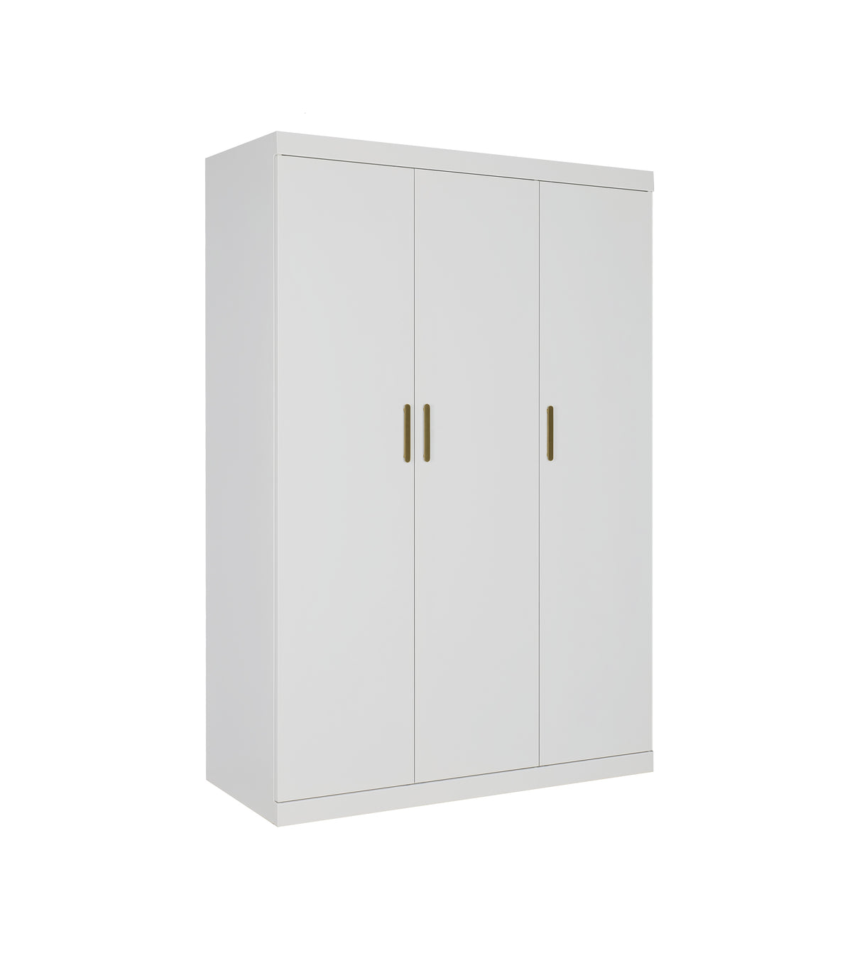 Elegant 3 Door White Gloss Wardrobe with Gold Handles