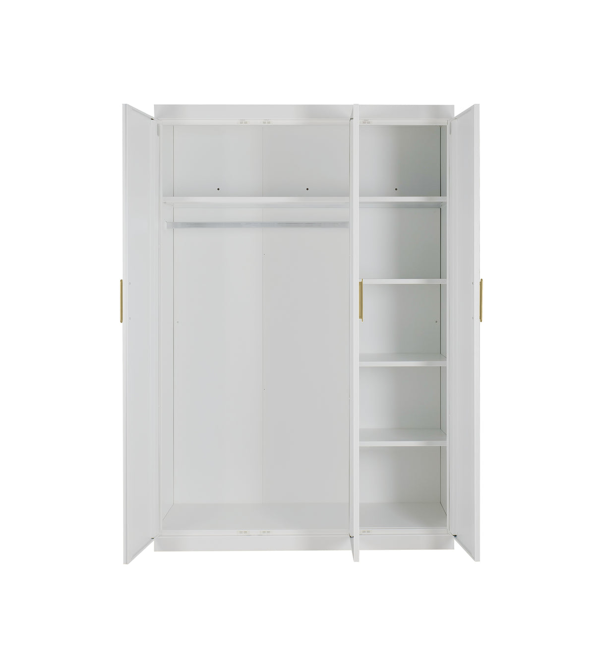 Elegant 3 Door White Gloss Wardrobe with Gold Handles