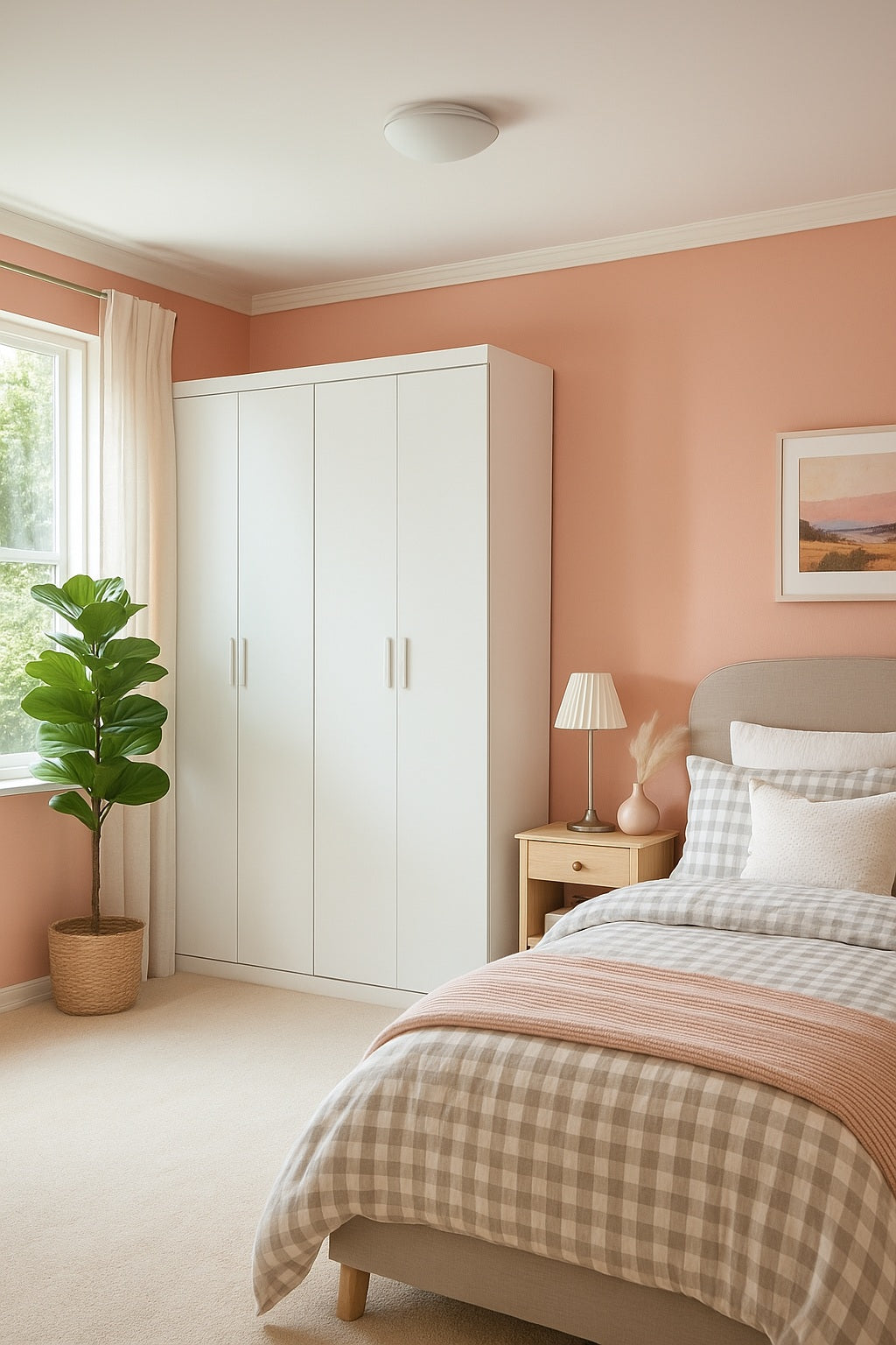 Elegant 4-Door White Gloss Wardrobe