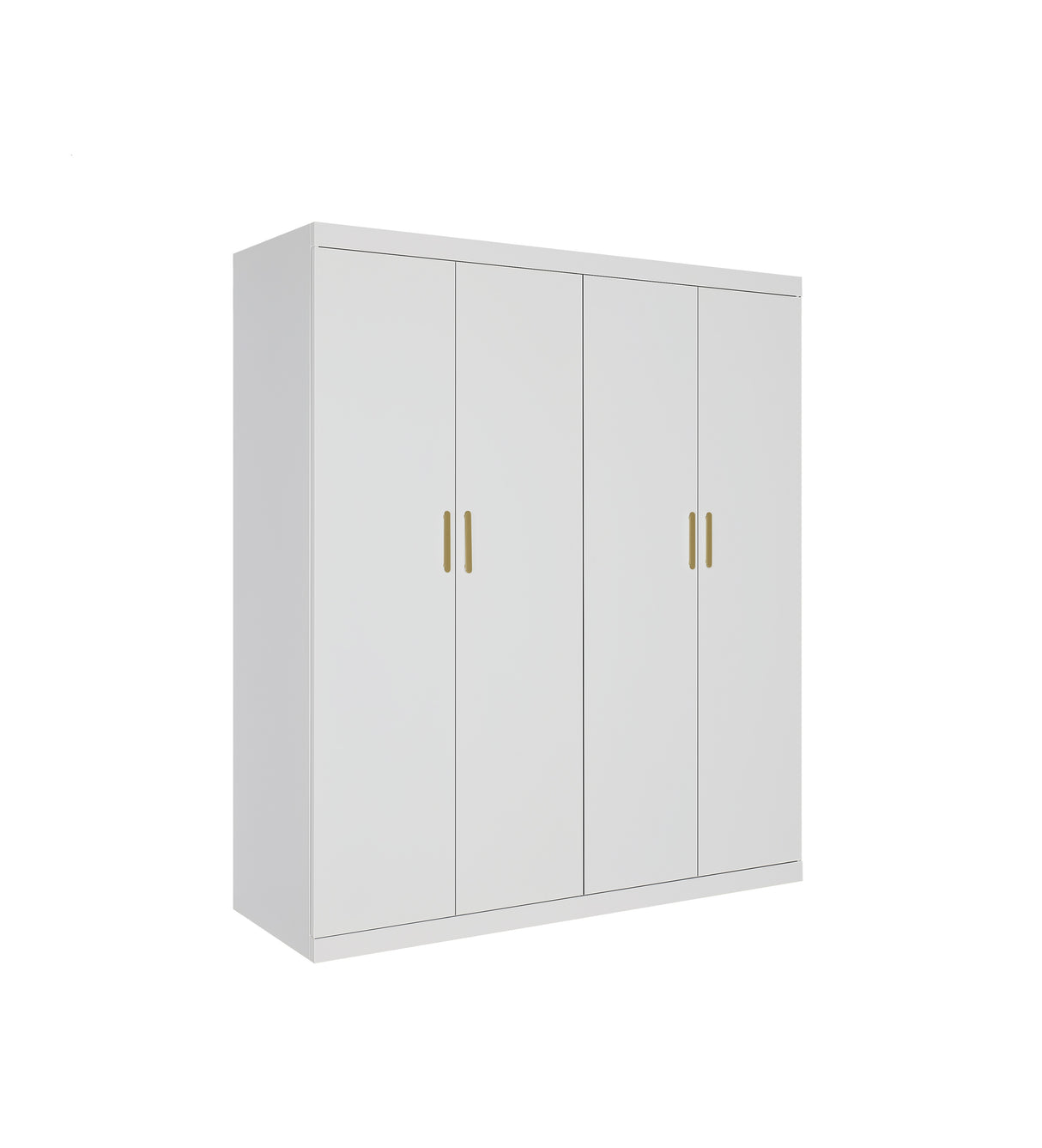 Elegant White Gloss 4 Door Wardrobe with Gold Handles